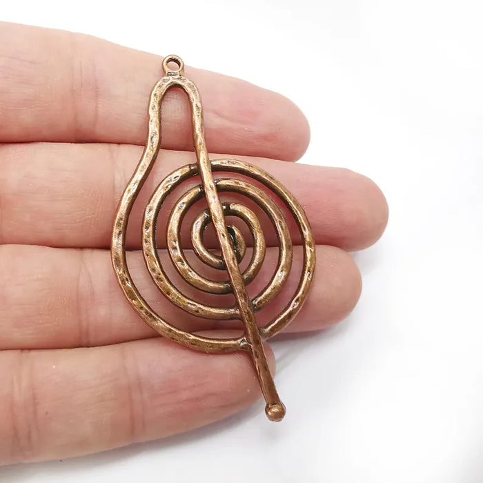 Swirl Charms, Copper Wavy Charms, Boho Charms, Earring Charms, Copper Pendant, Necklace Parts, Antique Copper Plated 71x33mm G36431