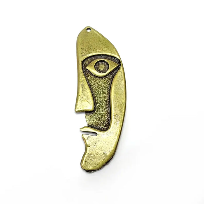 Bronze Face Charms Blank, Charms Base, Cabochon Bezel, inlay Mounting, Resin Necklace, Antique Bronze plated 86x27mm G36532