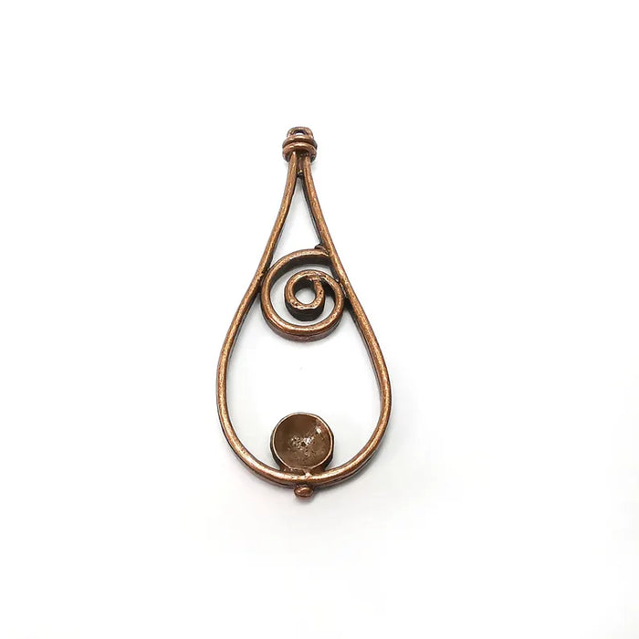 Copper Drop Charms, Boho Charms, Dangle Charms, Earring Charms, Rustic Charms, Necklace Parts Antique Copper Plated 63x24mm 8mm G36437