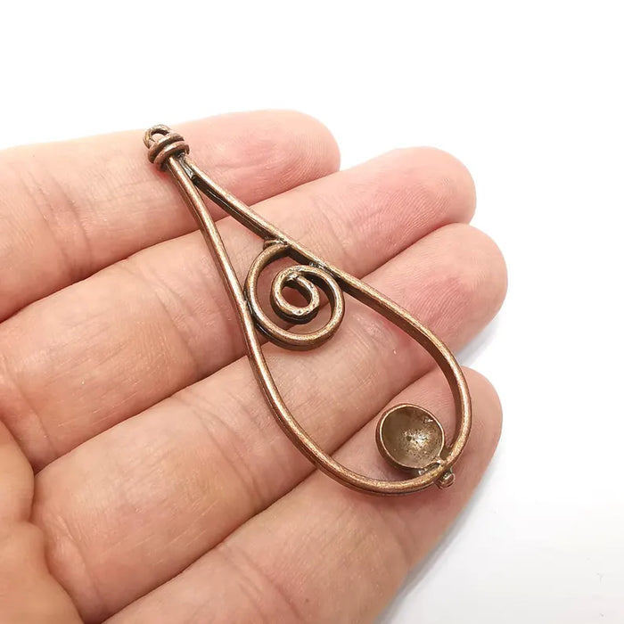 Copper Drop Charms, Boho Charms, Dangle Charms, Earring Charms, Rustic Charms, Necklace Parts Antique Copper Plated 63x24mm 8mm G36437