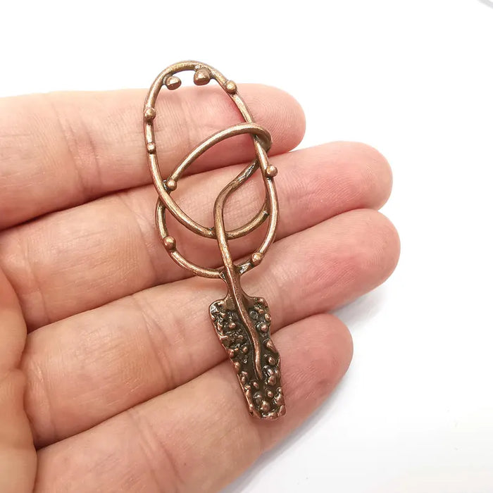 Copper Charms, Sapling Charms, Rustic Charms, Earring Charms, Copper Pendant, Necklace Parts, Antique Copper Plated 68x24mm G36438