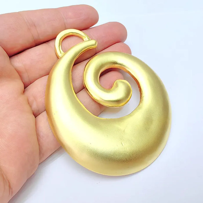 Spiral Pendant Antique Gold Plated Pendant (93x76mm) G36442