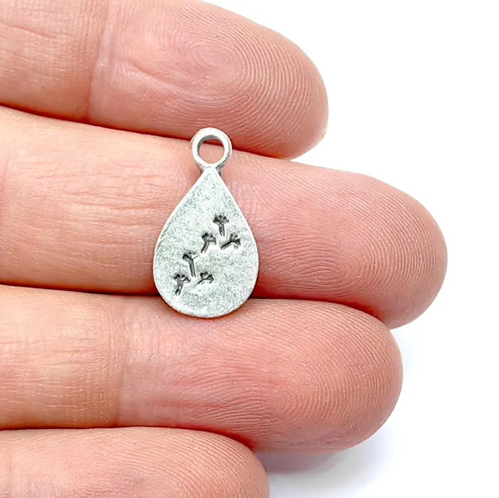 5 Silver Dandelion Charms, Drop Charms, Rustic Charms, Earring Charms, Silver Pendant, Necklace Parts, Antique Silver Plated 20x11mm G36536