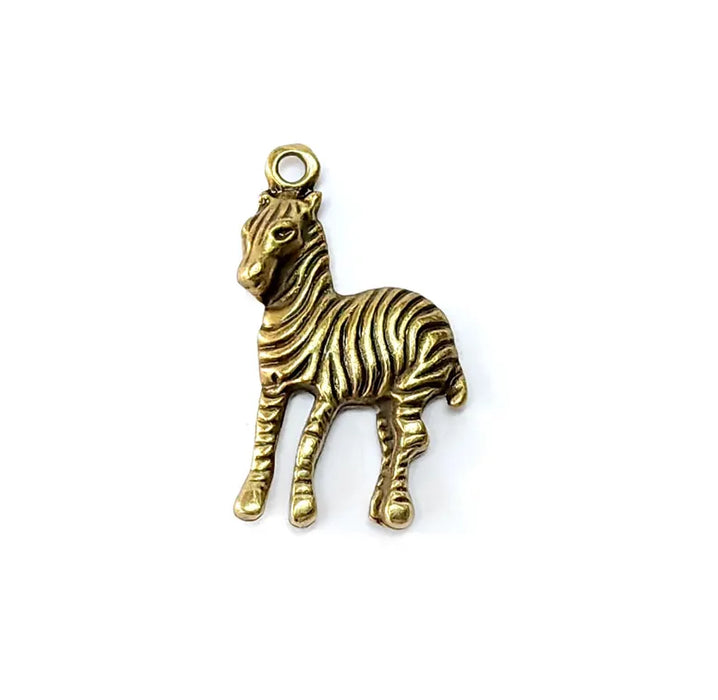 5 Zebra Charms, Boho Charms, Dangle Charm, DIY , Earring Charm, Connector, Necklace Parts, Antique Bronze Plated 29x17mm G36541