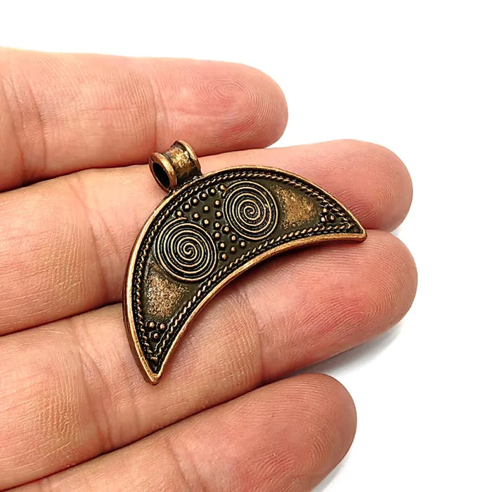 Crescent Swirl Pendant, Tail Charms, Hollow Charms, Copper Charms , Necklace Parts, Antique Copper Plated Charms 40x28mm G36469