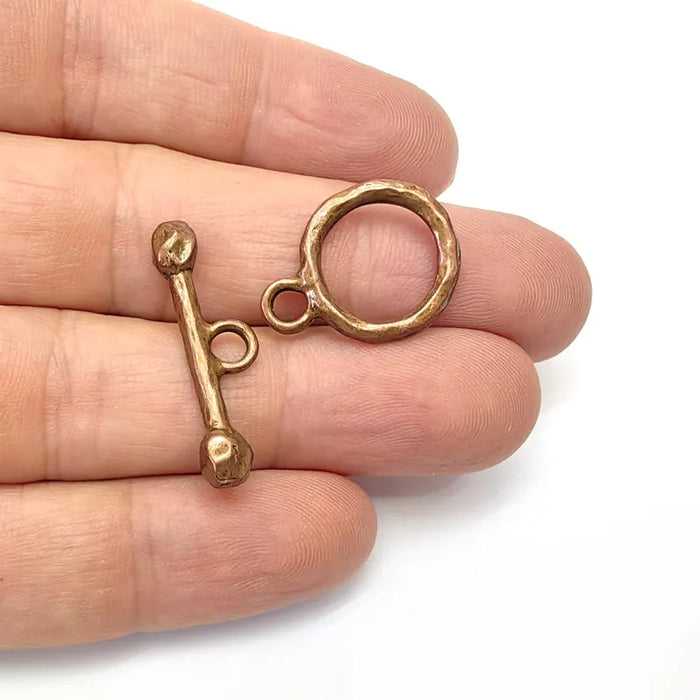 Bar Toggle Clasps Set, Antique Copper Plated Toggle Clasp, Findings 29mm Bar 23x18mm Hoop G36551