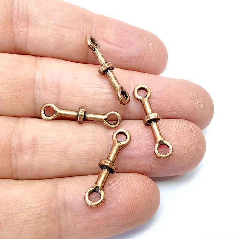 10 Bar Copper Connector, Charms, Dangle Earring Charms, Copper Pendant, Necklace Parts Antique Copper Plated 23x5mm G36554