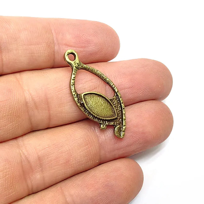 Leaf Charms, Oval Charms, Ethnic Earring Charms, Bronze Rustic Pendant, Necklace Parts, Antique Bronze Plated 33x15mm (12x6mm) G36562