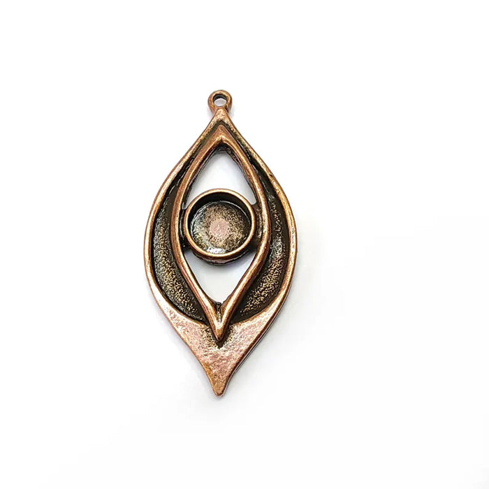 Bohemian Pendant Blank, Cabochon Bezel, Locket Base, inlay Mounting, Resin Necklace, Antique Copper Plated Zamac 54x25mm (10mm blank) G36563