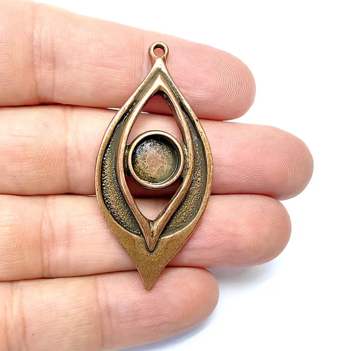 Bohemian Pendant Blank, Cabochon Bezel, Locket Base, inlay Mounting, Resin Necklace, Antique Copper Plated Zamac 54x25mm (10mm blank) G36563