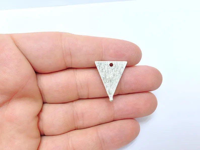 2 Geometric Triangle Boho Charms, Earring Charms, Silver Dangle Pendant, Necklace Parts, Antique Silver Plated Zamac 43x24mm G36494