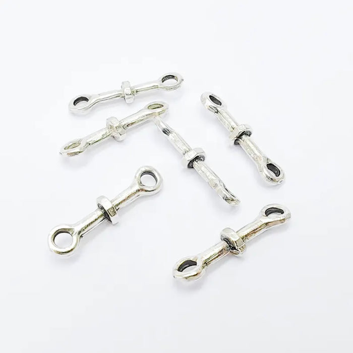 5 Antiqe Silver Connector Charms, Boho Findings, Earring Component, Rustic findings, Necklace Parts, Antique Silver Plated Zamac 23x5mm G36493