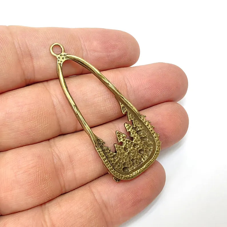 Fox Charms, Wolf Charms, Forest Charms, Antique Bronze Plated Charms (54x24mm) G36496