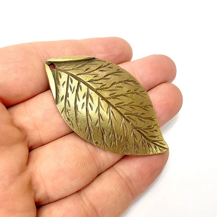 Leaf Charms, Bronze Charms, Boho Charms, Earring Charms, Bronze Pendant, Necklace Parts, Antique Bronze Plated 62x36mm G36498