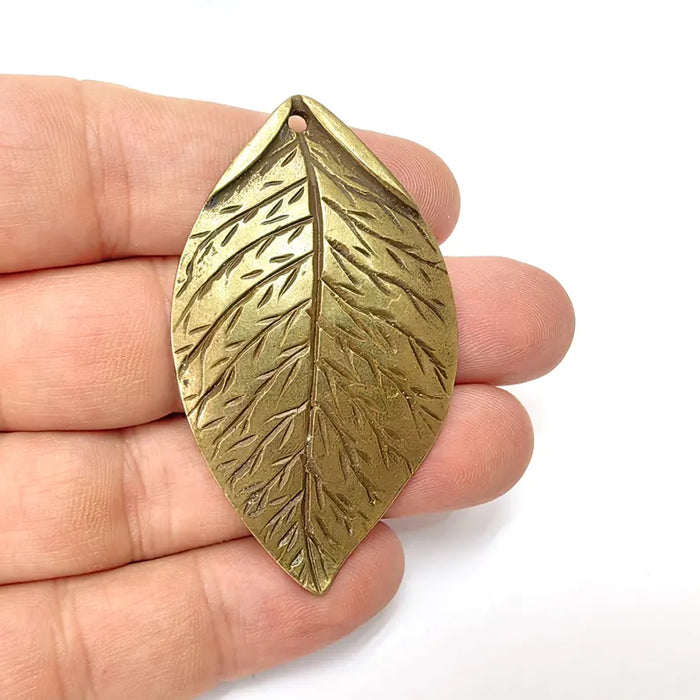 Leaf Charms, Bronze Charms, Boho Charms, Earring Charms, Bronze Pendant, Necklace Parts, Antique Bronze Plated 62x36mm G36498