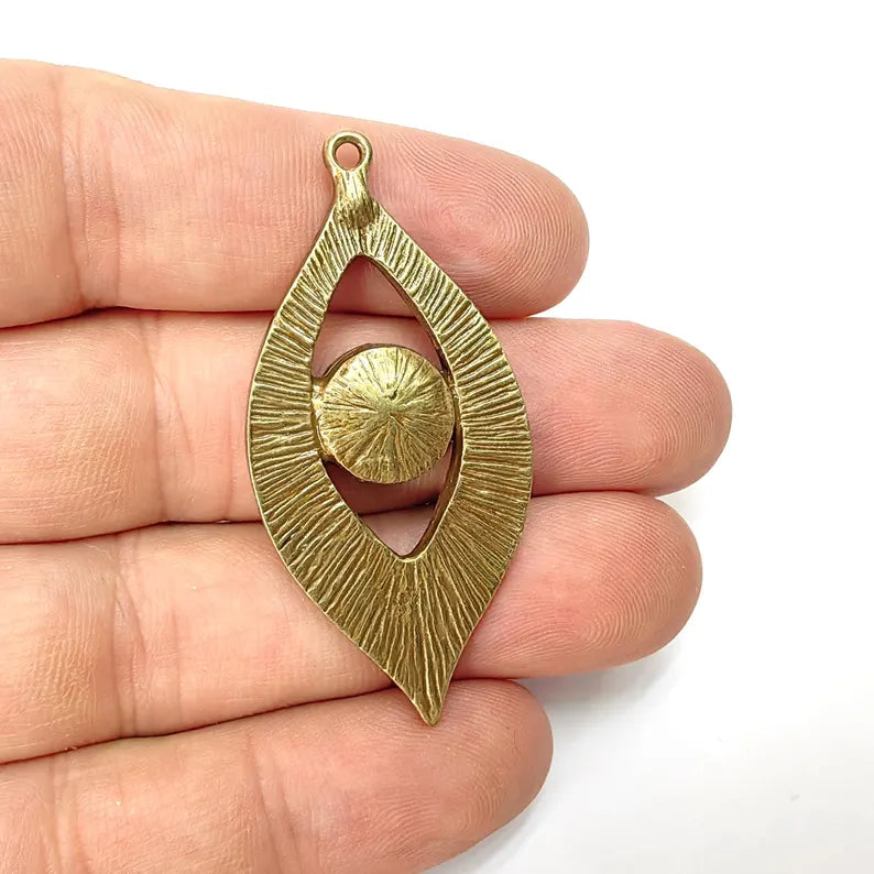 Bohemian Pendant Blank, Cabochon Bezel, Locket Base, inlay Mounting, Resin Necklace, Antique Bronze Plated Zamac 54x25mm (10mm blank) G36513