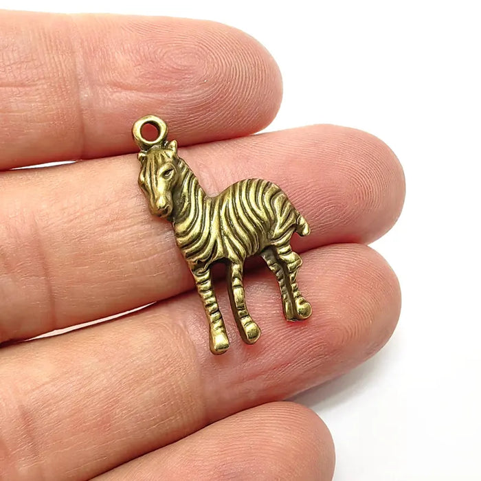 5 Zebra Charms, Boho Charms, Dangle Charm, DIY , Earring Charm, Connector, Necklace Parts, Antique Bronze Plated 29x17mm G36541