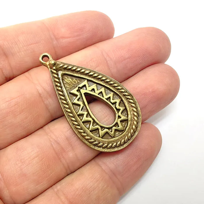 Antique Bronze Boho Charms, Earring Charms, Bronze Dangle Pendant, Necklace Parts, Antique Bronze Plated Zamac 43x24mm G36543