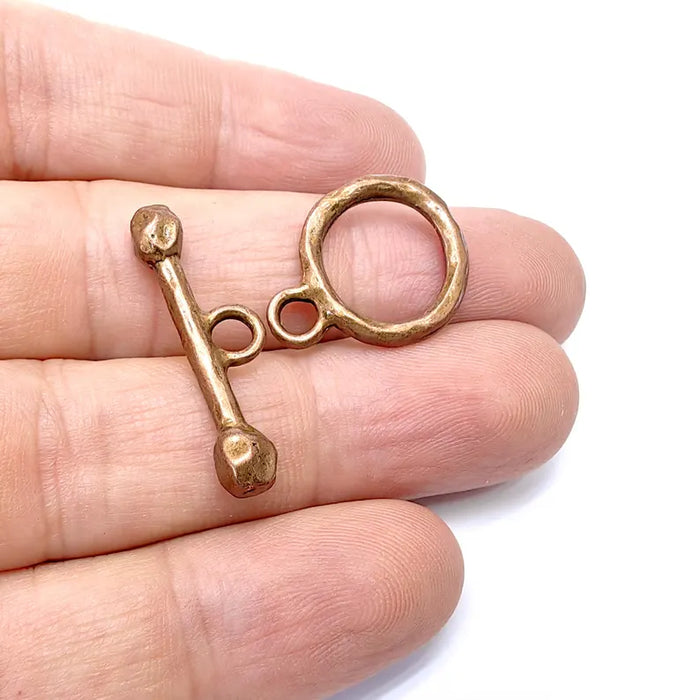 Bar Toggle Clasps Set, Antique Copper Plated Toggle Clasp, Findings 29mm Bar 23x18mm Hoop G36551