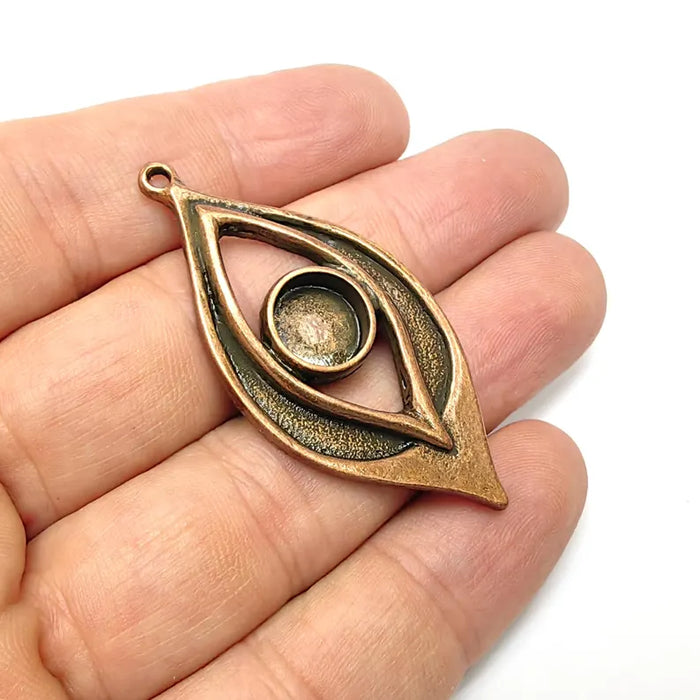 Bohemian Pendant Blank, Cabochon Bezel, Locket Base, inlay Mounting, Resin Necklace, Antique Copper Plated Zamac 54x25mm (10mm blank) G36563