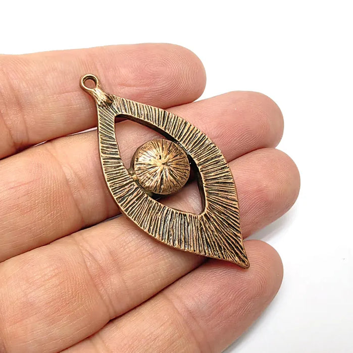 Bohemian Pendant Blank, Cabochon Bezel, Locket Base, inlay Mounting, Resin Necklace, Antique Copper Plated Zamac 54x25mm (10mm blank) G36563