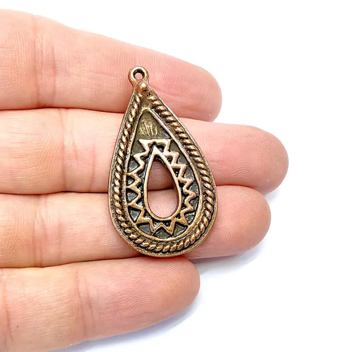 Ornate Bohemian Charm Pendant, Boho Charm, Earring Charms, Copper Dangle Pendant, Necklace Parts, Antique Copper Plated Zamac 54x15mm G36628