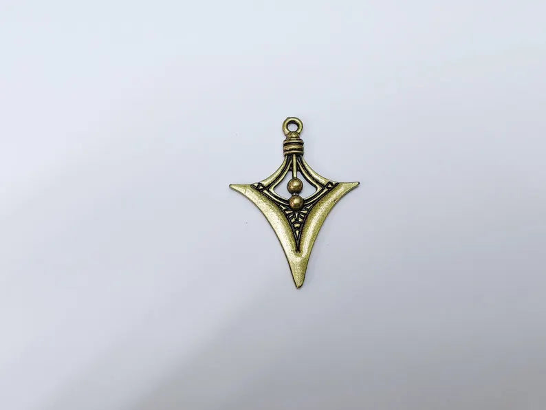 Bohemian Charm Pendant, Tribal Charm, Tuareg Charm, Mystic Earring Charm, Gothic Pendant, Antique Bronze Plated Zamac 45x33mm G36623