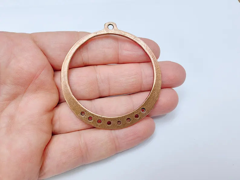 Round Connector Charms, Antique Copper Plated Findings (64x58mm) G36655