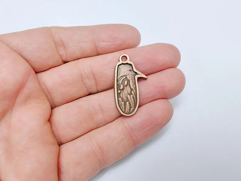 2 Raven Charm Pendant, Gothic Boho Charm, Nature Earring Charm, Mystical Crow Bird, Necklace Parts, Antique Copper Plated 32x17mm G36660