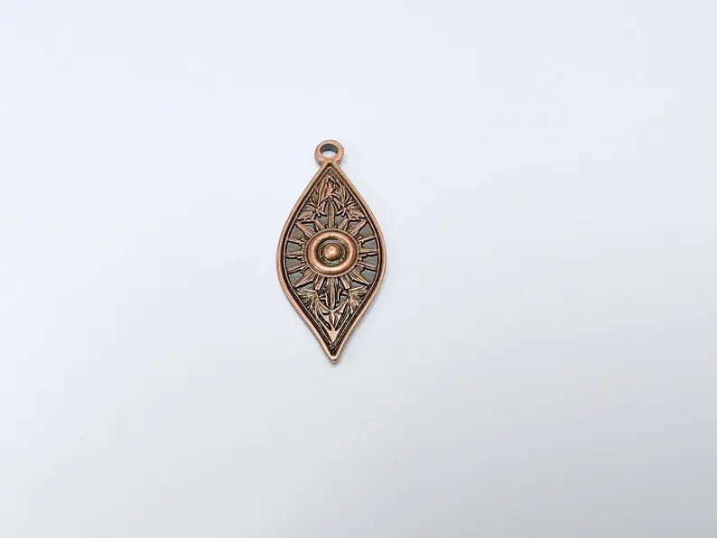 Sunburst Charms, Sun Bohemian Pendant, Boho Charm, Earring Charms, Ornate Dangle Pendant, Antique Copper Plated 43x18mm G36663