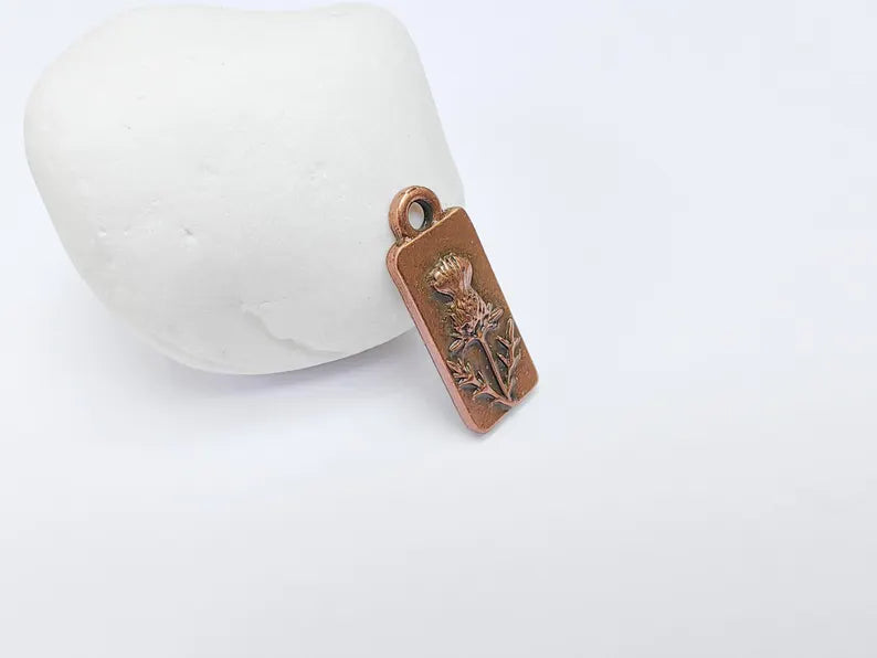 2 Flower Charms, Earring Charms, Bohemian Necklace Parts, Floral Charm for Nature Inspired Jewelry, Antique Copper Plated 26x10mm G36700