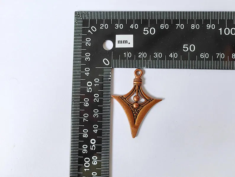 Bohemian Charm Pendant, Tribal Charm, Tuareg Charm, Mystic Earring Charm, Gothic Pendant, Antique Copper Plated Zamac 45x33mm G36709