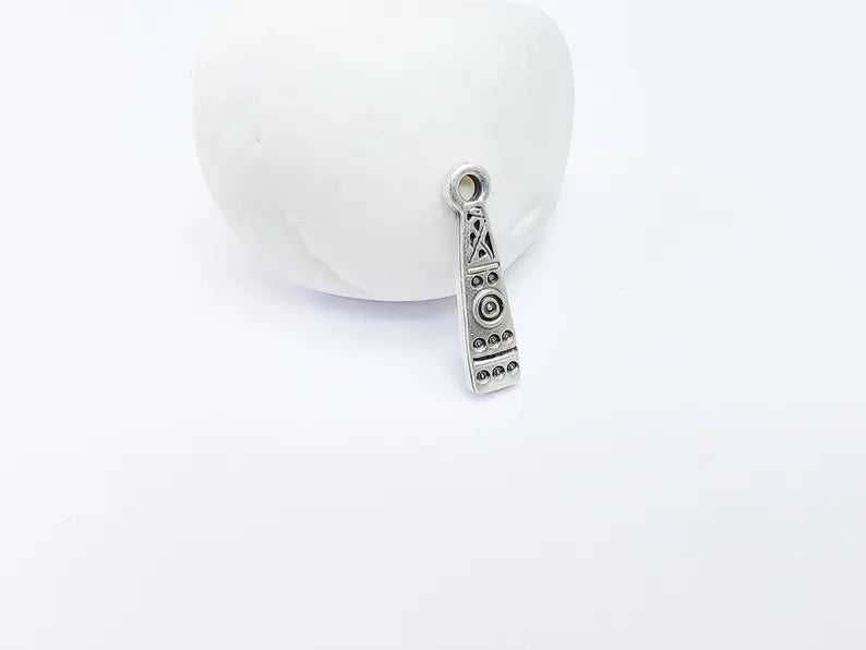 4 Boho Charm, Vintage Style Charms, Earring Charms, Minimalist Dangle Pendant, Necklace Parts, Antique Silver Plated 25x6mm G36719