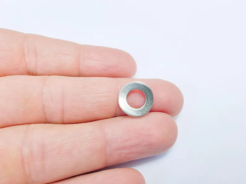 10 Round Circular Curved Connector, Minimalist Jewelry Component for DIY Jewelry Parts, Antique Silver Plated Findings (13mm) G36740