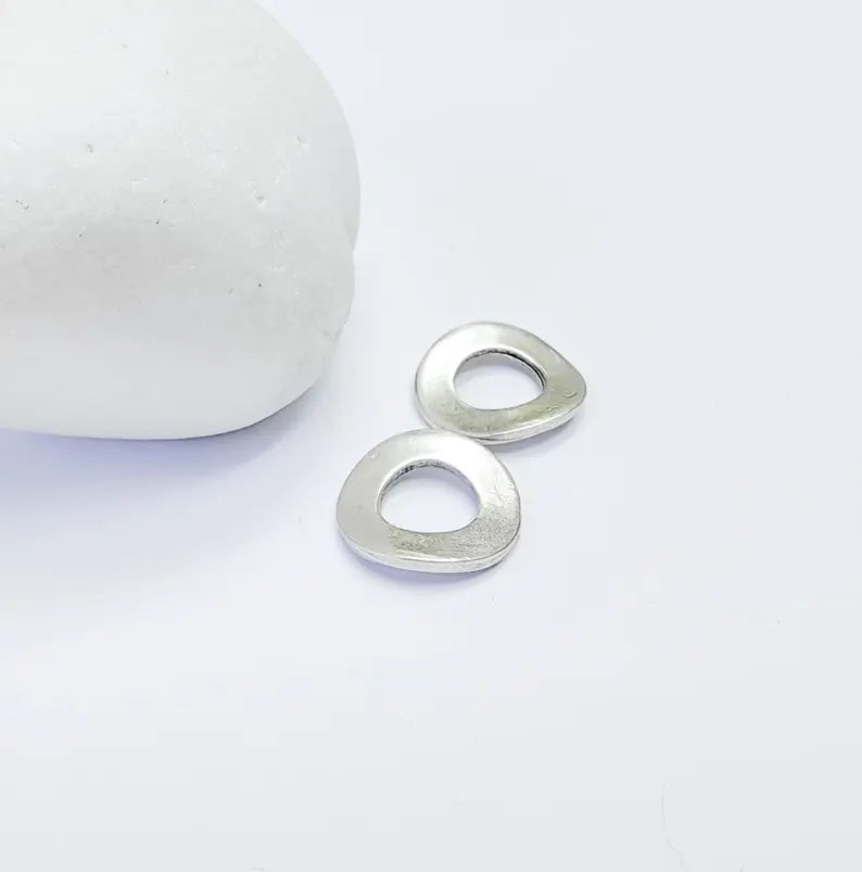 10 Round Circular Curved Connector, Minimalist Jewelry Component for DIY Jewelry Parts, Antique Silver Plated Findings (13mm) G36740