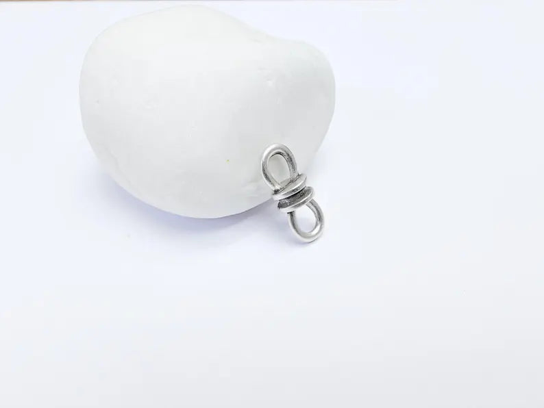 5 Antique Silver Double Loop Connector, Boho Findings, Earring Component, Rustic findings, Necklace Parts, Antique Silver Plated 20x7mm G36743