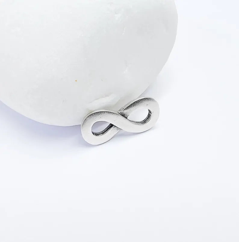 5 Infinity Charms Connector, Bracelet Charms, Boho Findings, Earring Component, Necklace Parts, Antique Silver Plated 20x9mm G36758