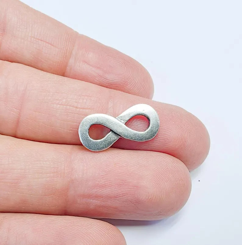 5 Infinity Charms Connector, Bracelet Charms, Boho Findings, Earring Component, Necklace Parts, Antique Silver Plated 20x9mm G36758