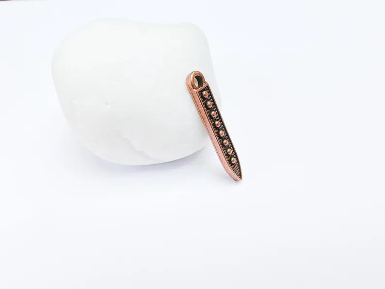 5 Antique Copper Bar Charm, Earring Charm, Boho Pendant Charm, Dangle Bracelet Charm, Necklace Parts, Antique Copper Plated 31x5mm G36776