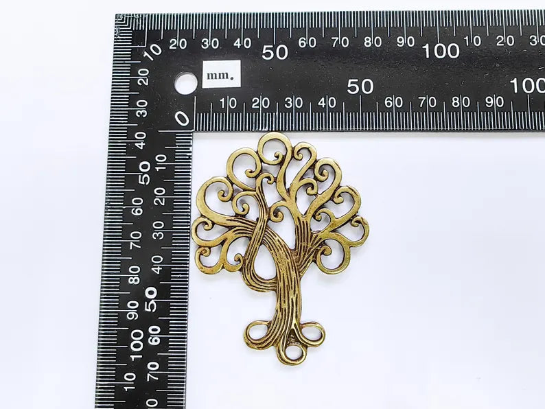 Tree Pendant Charms, Nature Pendant Boho Earring Charms, Dangle Pendant, Necklace Part, Antique Bronze Plated 68x52mm G36779