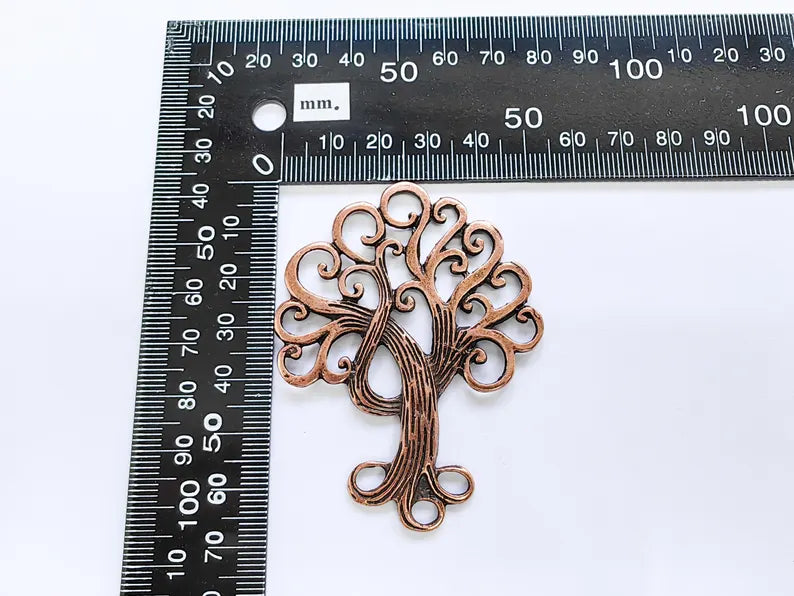 Tree Pendant Charms, Nature Pendant Boho Earring Charms, Dangle Pendant, Necklace Part, Antique Copper Plated 68x52mm G36782