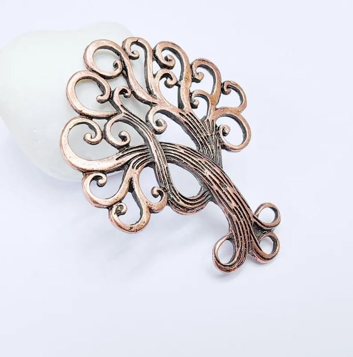 Tree Pendant Charms, Nature Pendant Boho Earring Charms, Dangle Pendant, Necklace Part, Antique Copper Plated 68x52mm G36782