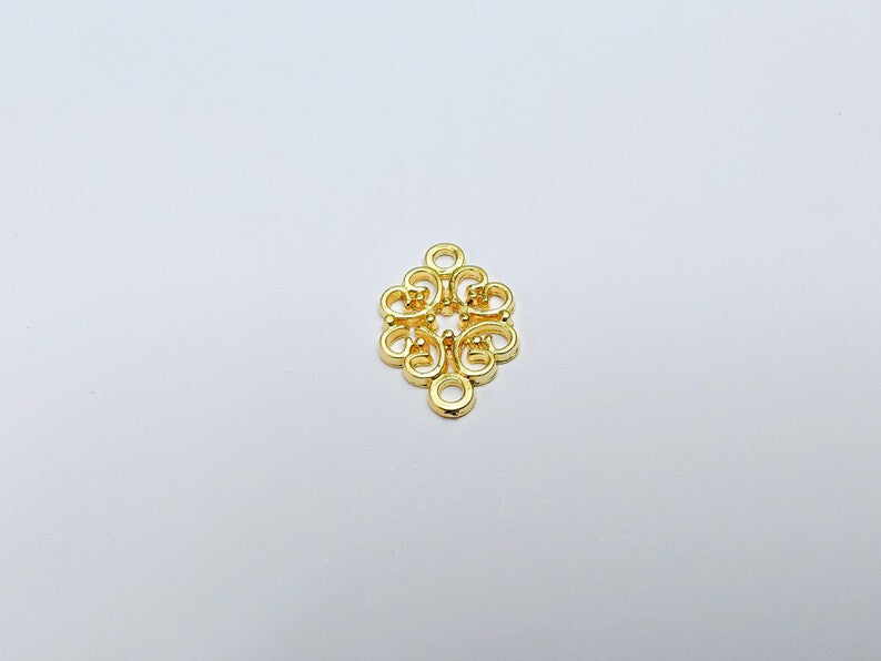 5 Gold Plated Filigree Connector Charms, Earring Charms, Bracelet Charms 19x13mm G36793