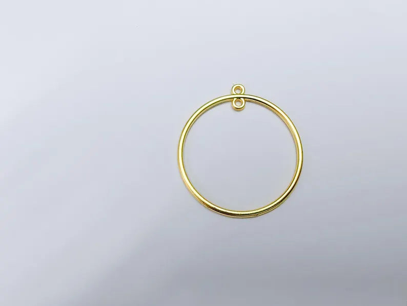 Gold Plated Circle Connector Charm, Earring Charms, Pendant 41x38mm G36795