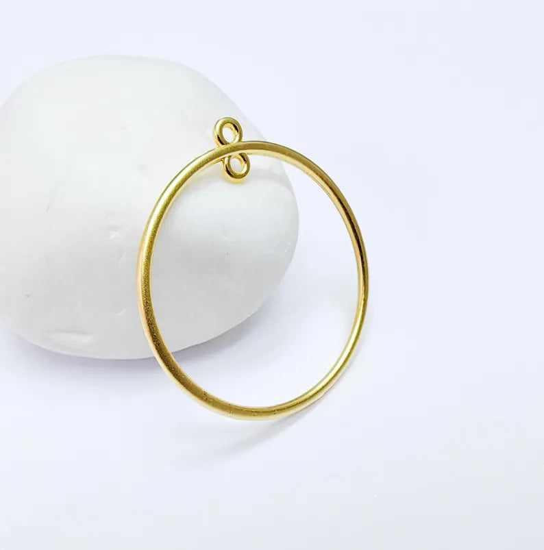 Gold Plated Circle Connector Charm, Earring Charms, Pendant 41x38mm G36795