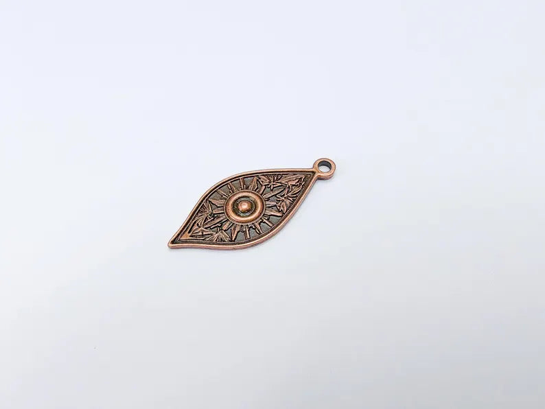 Sunburst Charms, Sun Bohemian Pendant, Boho Charm, Earring Charms, Ornate Dangle Pendant, Antique Copper Plated 43x18mm G36663