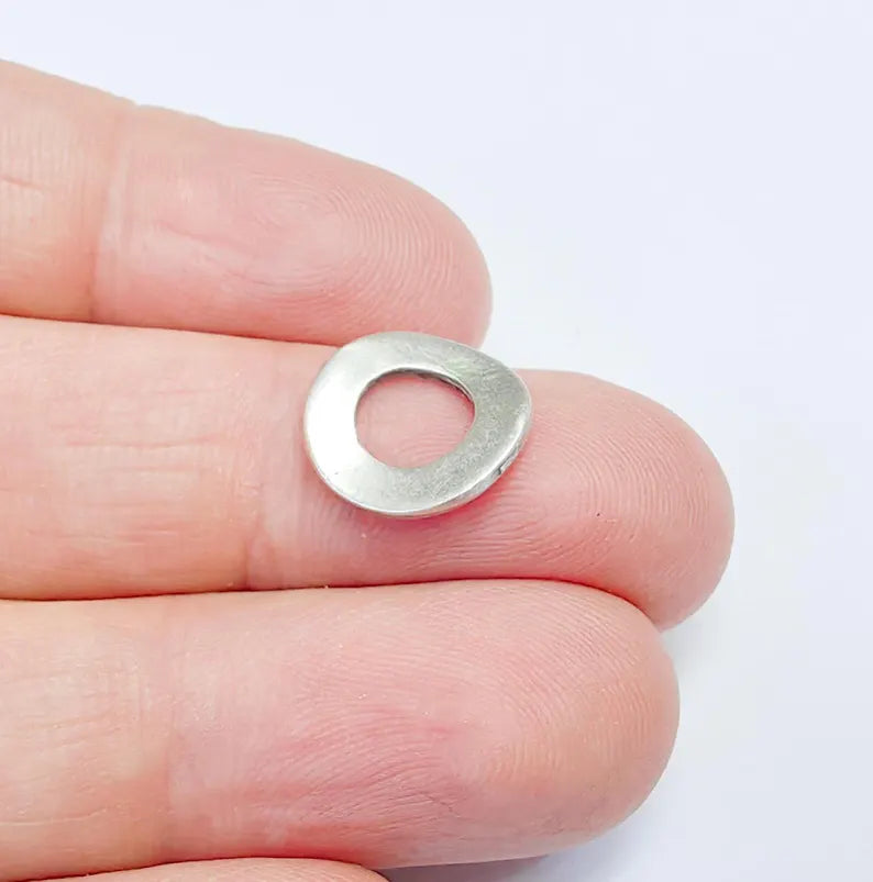 10 Round Circular Curved Connector, Minimalist Jewelry Component for DIY Jewelry Parts, Antique Silver Plated Findings (13mm) G36740