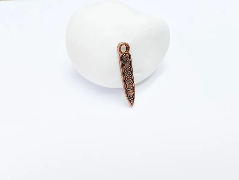 5 Minimalist Boho Charm, Vintage Style Charms, Earring Charms, Dangle Pendant, Necklace Parts, Antique Copper Plated 28x5mm G36829