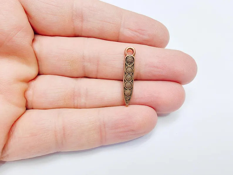 5 Minimalist Boho Charm, Vintage Style Charms, Earring Charms, Dangle Pendant, Necklace Parts, Antique Copper Plated 28x5mm G36829