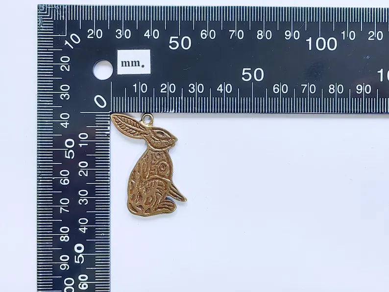 Rabbit Charm, Rabbit Pendant, Boho Charm, Earring Charms, Dangle Pendant, Necklace Parts, Antique Copper Plated Zamac 36x29mm G36831